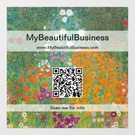 Gustav Klimt - Vloeibare tuin QR-code Raamsticker (Vel)