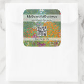 Gustav Klimt - Vloeibare tuin QR-code Vierkante Sticker (Tas)