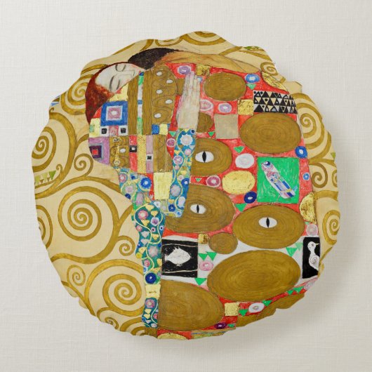 Gustav Klimt Voldending Nouveau Paar Rond Kussen (Achterkant)