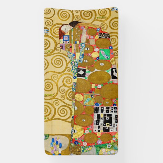 Gustav Klimt Voldending Nouveau Paar Spandoek (Verticaal)