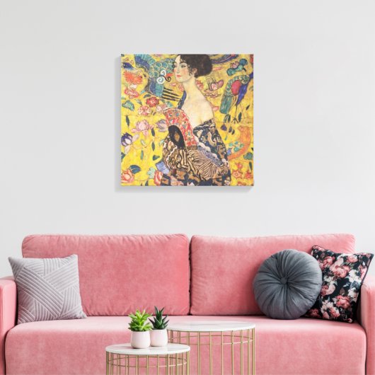Gustav Klimt - Vrouw met ventilator Canvas Afdruk (Insitu (Woonkamer))