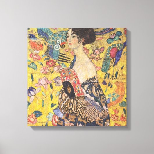 Gustav Klimt - Vrouw met ventilator Canvas Afdruk (Voorkant)