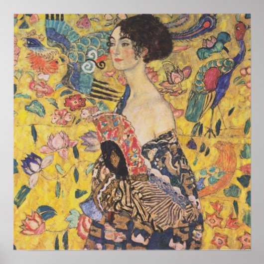 Gustav Klimt - Vrouw met ventilator Poster (Voorkant)