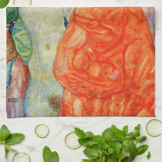 Gustav Klimt - Vrouwenvrienden Theedoek (Gevouwen)