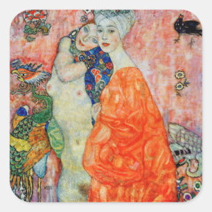 Gustav Klimt - Vrouwenvrienden Vierkante Sticker