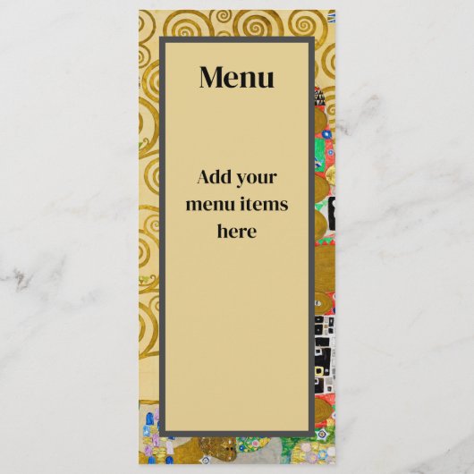 Gustav Klimt Vulling Nouveau Paar Menu (Achterkant)