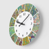 Gustav Klimt Wall Clock Blue Green Floral Patronen Grote Klok (Hoek)