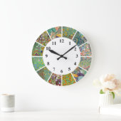 Gustav Klimt Wall Clock Blue Green Floral Patronen Grote Klok (Huis)