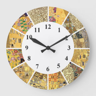 Gustav Klimt Wall Clock - Gold Pattern Art Nouveau Grote Klok