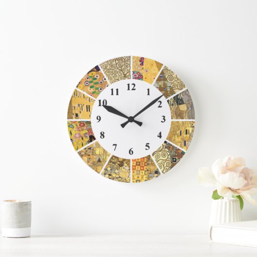 Gustav Klimt Wall Clock - Gold Pattern Art Nouveau Grote Klok (Huis)
