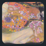 Gustav Klimt - Waterslangen II Vierkante Sticker<br><div class="desc">Waterslangen II / Wasserschlangen II - Gustav Klimt,  olieverf op doek,  1904-1907</div>