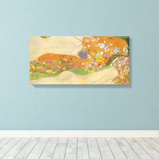 Gustav Klimt - Waterslangen (vrienden) II Canvas Afdruk (Insitu (Houten vloer))