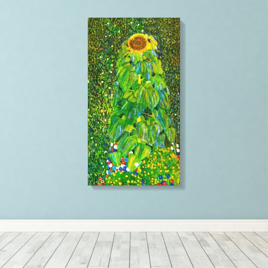 Gustav Klimt Zonnebloem Canvas Poster (Insitu (Houten vloer))