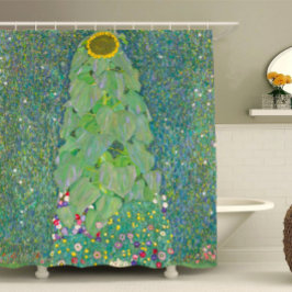 Gustav Klimt Zonnebloem Kunst, Art Nouveau Bloemst Douchegordijn