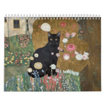 Gustav Klimt Zwarte Kat In Een Bloementuin, Kat Ku
