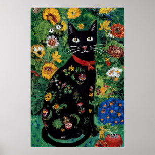 Gustav Klimt Zwarte Kat In Een Bloementuin, Kat Ku Poster