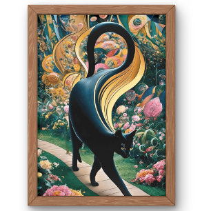Gustav Klimt Zwarte Kat In Een Bloementuin, Kat Ku Poster