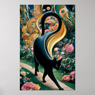 Gustav Klimt Zwarte Kat In Een Bloementuin, Kat Ku Poster