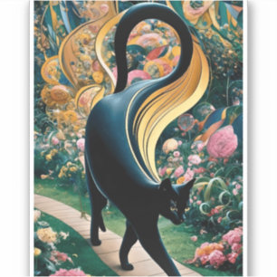 Gustav Klimt Zwarte Kat In Een Bloementuin, Kat Ku Sticker