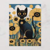 Gustav Klimt Zwarte kat in een bloementuin, katten Briefkaart (Voorkant)