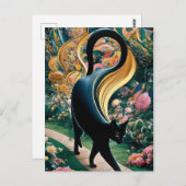 Gustav Klimt Zwarte kat in een bloementuin, katten Briefkaart (Voorkant / Achterkant)