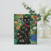Gustav Klimt Zwarte kat in een bloementuin, katten Briefkaart (Staand voorkant)