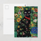 Gustav Klimt Zwarte kat in een bloementuin, katten Briefkaart (Voorkant / Achterkant)