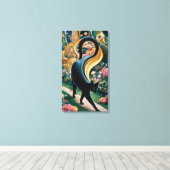 Gustav Klimt Zwarte kat in een bloementuin, katten Canvas Afdruk (Insitu (Houten vloer))