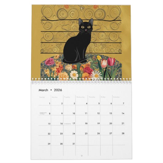Gustav Klimt Zwarte kat in een bloementuin, katten Kalender (Mar 2026)