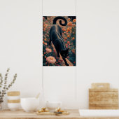 Gustav Klimt Zwarte kat in een bloementuin, katten Poster (Keuken)