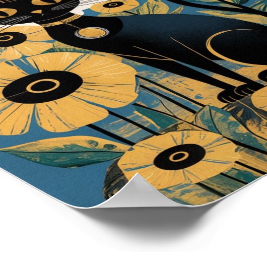 Gustav Klimt Zwarte kat in een bloementuin, katten Poster (Hoek)