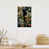 Gustav Klimt Zwarte kat in een bloementuin, katten Poster (Keuken)