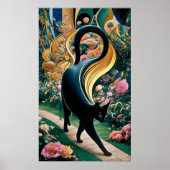Gustav Klimt Zwarte kat in een bloementuin, katten Poster (Voorkant)