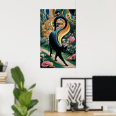 Gustav Klimt Zwarte kat in een bloementuin, katten Poster (Thuiskantoor)