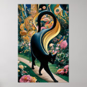 Gustav Klimt Zwarte kat in een bloementuin, katten Poster (Voorkant)