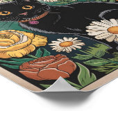 Gustav Klimt Zwarte kat in een bloementuin, katten Poster (Hoek)