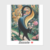Gustav Klimt Zwarte kat in een bloementuin, katten Sticker (Vel)