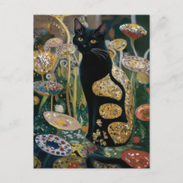 Gustav Klimt Zwarte Kat In Een Bloemtuin, CAT ART Briefkaart