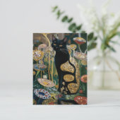 Gustav Klimt Zwarte Kat In Een Bloemtuin, CAT ART Briefkaart (Staand voorkant)