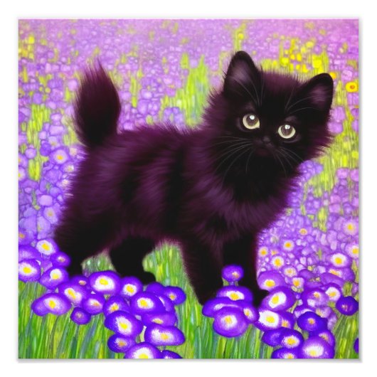 Gustav Klimt Zwarte Kitten Foto Afdruk (Voorkant)