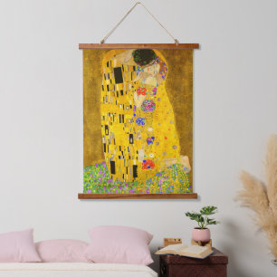 Gustav Klimt's beroemde schilderij The Kiss Hangend Wandkleed