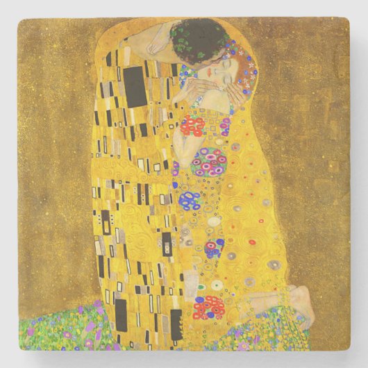 Gustav Klimt's beroemde schilderij The Kiss Stenen Onderzetter (Voorkant)