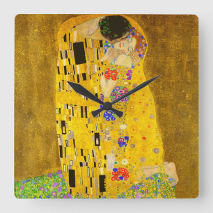 Gustav Klimt's beroemde schilderij The Kiss Vierkante Klok