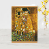 Gustav Klimt's "De Kus" Art Kaart en Envelop (Gele Bloem)
