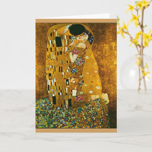 Gustav Klimt's "De Kus" Art Kaart en Envelop (Gele Bloem)