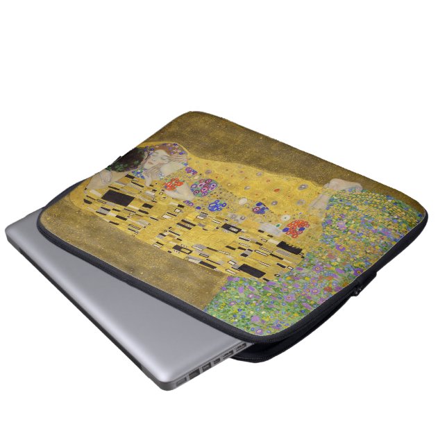 Gustav Klimt's De Kus Schilderkunst Laptop Sleeve (Voorkant onderkant)