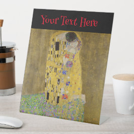 Gustav Klimt's De Kus Schilderkunst Reclamebord Met Voetstuk