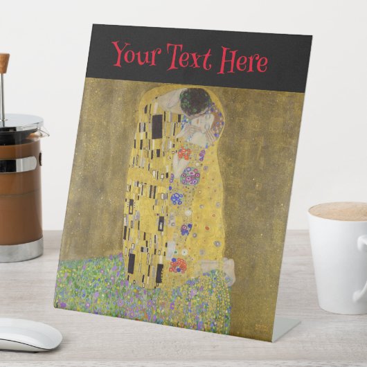 Gustav Klimt's De Kus Schilderkunst Reclamebord Met Voetstuk (Insitu)