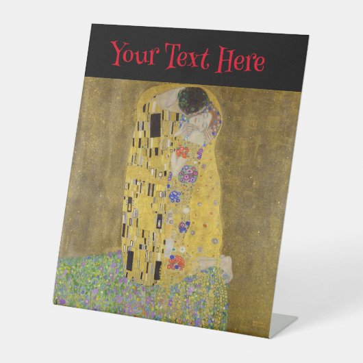 Gustav Klimt's De Kus Schilderkunst Reclamebord Met Voetstuk (Voorkant)