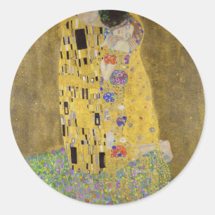 Gustav Klimt's De Kus Schilderkunst Ronde Sticker